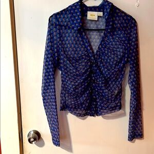 Blue Sheer Long Sleeve Top